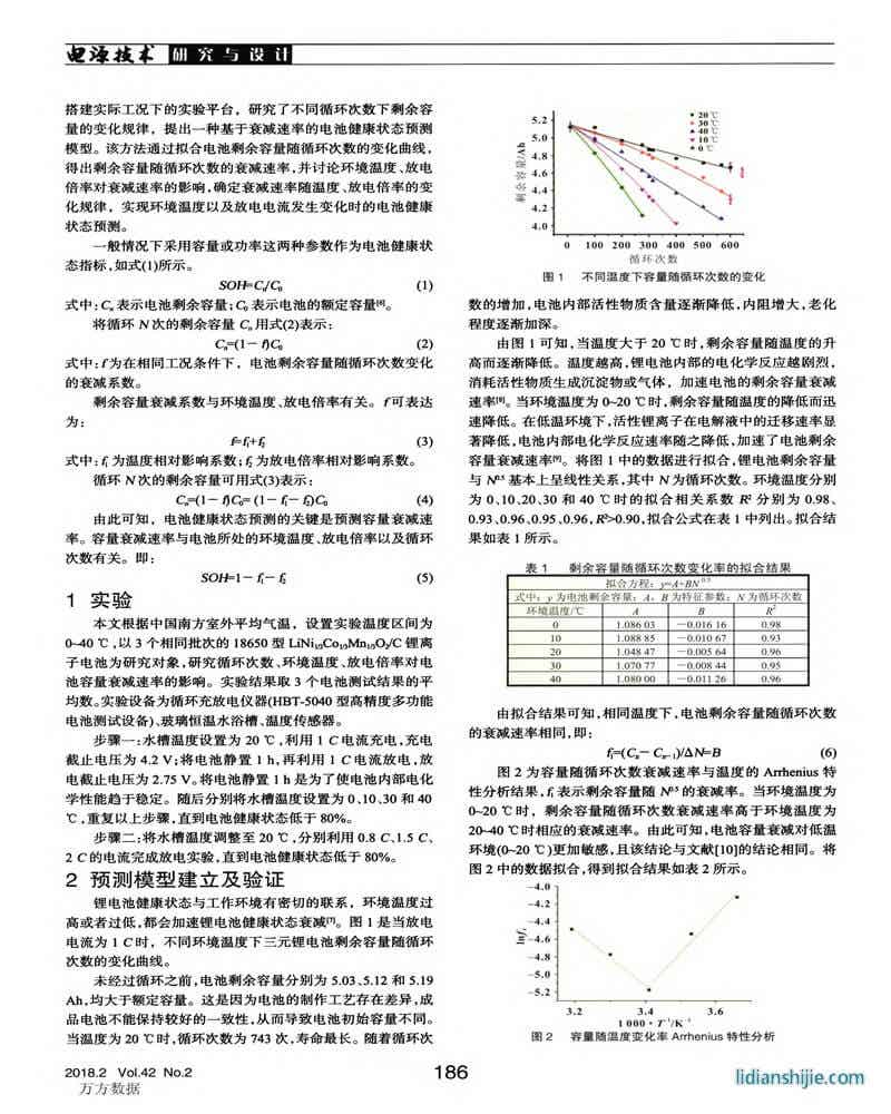 基于容量衰減速率的三元鋰電池健康狀態(tài)預(yù)測(cè)
