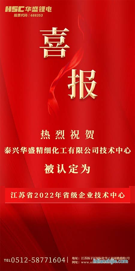 熱烈祝賀泰興華盛鋰電技術(shù)中心被認(rèn)定為2022年省級(jí)企業(yè)技術(shù)中心.jpg 熱烈祝賀泰興華盛鋰電技術(shù)中心被認(rèn)定為2022年省級(jí)企業(yè)技術(shù)中心.jpg